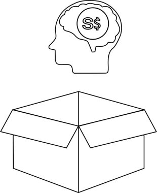 Beyni olan bir kafayı tasvir eden bir çizgi çizimi para hakkında bir kutu dışında Singapur doları.