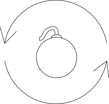 Bomba, yıkım ve çatışma döngüsünü sembolize eden oklarla çevrilidir. Görüntü hiç bitmeyen bir şiddet döngüsünü temsil ediyor..