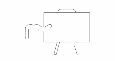 Beyaz tahta üzerinde bir hoparlör simgesi ile sunulan basit bir çizgi çizimi, ses veya sunum kavramları için mükemmel.