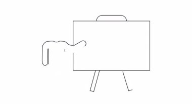 Tahtada hamburger sunan bir kişinin basit bir tasviri, gıda endüstrisi sunumları veya eğitim materyalleri için ideal.