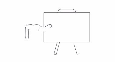 Eğitim veya bilgilendirme videoları için ideal sağlık sigortası ve faydaları hakkında bilgi sunan bir kişinin basit bir çizgi çizimi.