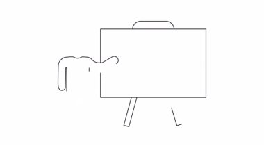 Basit bir çizgi beyaz tahtada bir elması vurgulayan bir sunucu tasvir eder, değer, değer biçme ve sunumlar için idealdir.