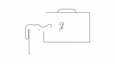 Meslek büyümesi üzerine sunum yapan birini gösteren basit bir çizim, iş ve eğitim içeriği için uygundur.