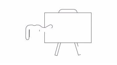 Çiçekler üzerine sunum yapan bir kişinin basit bir çizgisi çizimi. Eğitim veya botanik temalar için ideal.