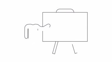 Sunucunun zaman yönetimini tartıştığını gösteren basit bir çizim sunum panosundaki alarm saatiyle sembolize ediliyor. Eğitici içerik için ideal.