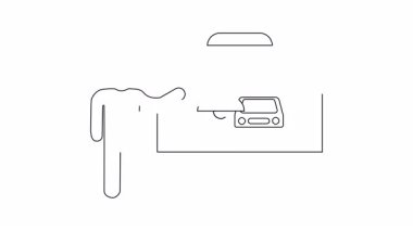 Yeni araba teknolojisi, güvenlik özellikleri ve otomotiv gelişmeleri üzerine bir sunum. Bir sunucu ve beyaz tahtadaki bir arabanın taslağı..