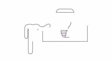 Animasyon simgesi, beyaz tahtada ampulle yeni bir fikir sunan birini gösteriyor. İş, eğitim ve yenilik kavramları için mükemmel..
