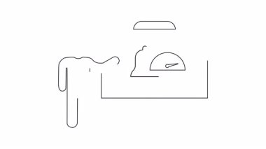 Bir beyaz tahta üzerinde uyarı ve performans ölçümleri sunan bir kişinin basit bir çizgi çizimi, eğitim veya iş içeriği için ideal.