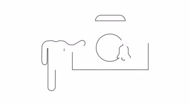 Eğitim ve kavramsal içerik için ideal, beyaz tahtada çanı olan bir bombayı sunan kişinin ana hatlarıyla çizilmiş bir tasviri.