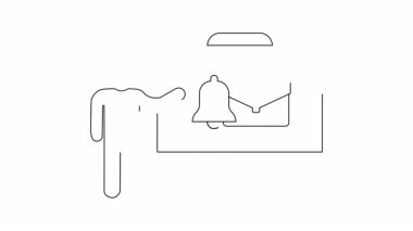 İş uyarıları ve tebligatlar için ideal bir kişi, çan ve çanta içeren basit bir sunum tahtası çizimi.
