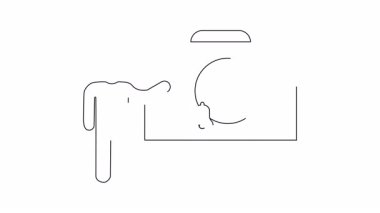 Ay ve çan olan bir tahtayı sunan bir kişinin basit bir çizimi. Eğitim materyalleri veya sunumlar için ideal.