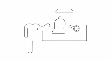 Ticarette veya kişisel gelişimde başarı elde etmek için bir çan ve anahtarla sembolize edilen anahtar stratejiler ve çözümleri özetleyen bir sunum.