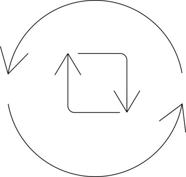 Basit bir diyagram, beyaz zemin üzerinde izole edilmiş, sürekli bir süreç veya döngüyü temsil eden, oklu dairesel bir akışı gösterir..