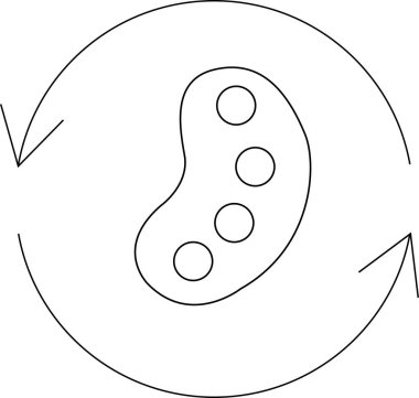 Yaratıcı süreci ve sanatsal ilhamı sembolize eden dairesel oklarla çevrili bir sanatçı paletinin basit bir çizimi.