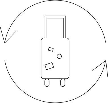Dönen okları, seyahati, bagaj taşımayı ya da bagaj atlıkarıncasını sembolize eden basit bir çizgi sanat simgesi. Seyahatle ilgili tasarımlar için uygundur.