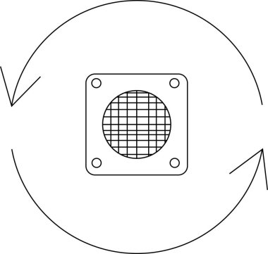 Basit bir çizgi çizimi, içinde dairesel ızgara olan kare bir filtre gösterir..