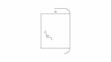 Akıllı telefon, teknolojiyi ve onayı temsil eden benzer bir sembolle bir beyin sergiliyor. Modern kavramlar için minimalist tasarım.