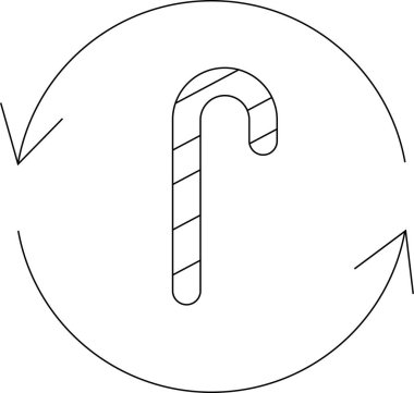 Tazelenmiş okları olan bir şeker kamışı simgesi. Tatil sezonu promosyonları ve güncellemeleri için mükemmel..