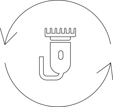 Döner okları olan saç kırpma ikonu, tımar, berber hizmetleri veya alet bakımını temsil ediyor. Çeşitli uygulamalar için basit, temiz tasarım.