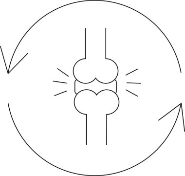 Oklu basit bir eklem çizimi ağrıyı ve iltihabı gösteriyor, muhtemelen eklem iltihabını veya diğer eklem sorunlarını temsil ediyor..