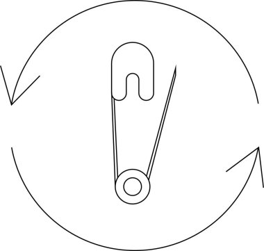 Çemberin içinde geri dönüşümü veya yeniden kullanımını gösteren oklu bir çember içinde basit bir siyah beyaz çizgi çizimi.