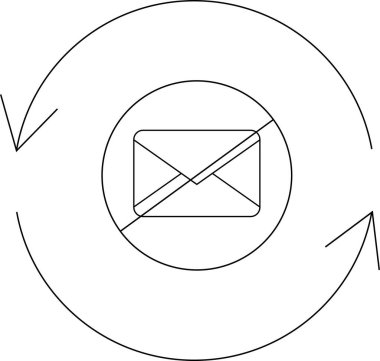 Çemberin içinde oklu bir e-posta tasvir eden basit bir simge, sekmiş bir e-postayı ya da geri dönüş iletisini simgeliyor.