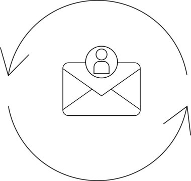 Kullanıcı simgesi, vektör illüstrasyonlu e-posta pazarlama otomasyon döngüsü. Davranışlarına dayanarak kullanıcılara otomatik e-posta gönderme sürecini temsil eder.