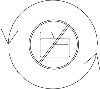 Dosya depolama, veri yedekleme veya arşivleme yokluğunu temsil eden sembolik bir simge, sürekli bir döngü veya döngü gösteren dairesel oklar.