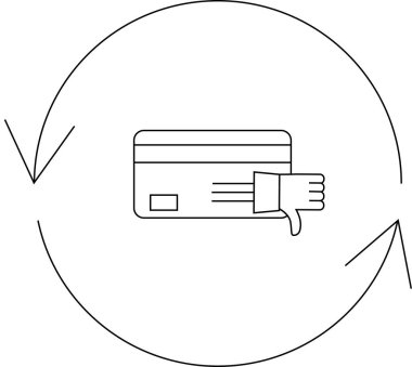 Oklarla çevrili, reddedilmeyi, olumsuz geri bildirimi ve finansal çöküşün döngüsel doğasını sembolize eden bir kredi kartının görsel temsili..