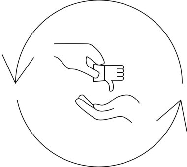 Olumsuz bir eleştiri döngüsünü ya da sürekli onaylanmamayı temsil eden, baş parmakları aşağıda hareket eden bir geri bildirim döngüsünün canlandırması.