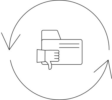 Dosya reddini ya da onaylanmamayı temsil eden, bir döngü okunun içinde başparmağı aşağı simge olan bir dosya dizini.