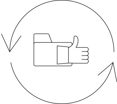 Dairesel bir ok içinde olumlu geri bildirimi, sürekli gelişmeyi ve pozitif pekiştirmenin döngüsel doğasını sembolize eden bir el hareketi..