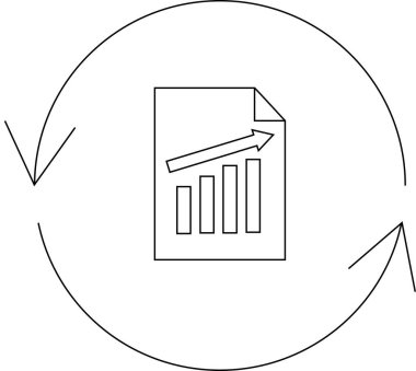 Yuvarlak bir ok içinde yukarı doğru eğilimli bir çubuk grafiği ile temsil edilen bir iş büyüme döngüsünün tasviri.