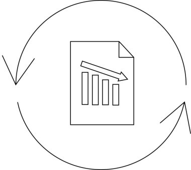 Devam eden düşüşü sembolize eden dairesel bir ok içinde aşağı doğru eğilimli bir grafiği içeren sürekli düşüşün görsel bir temsili.