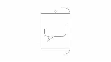 Modern romantizmi ve dijital teklifleri sembolize eden akıllı telefondan nişan yüzüğü bildirimini gösteren basit bir animasyon. Teknoloji, aşk ve düğün temaları için mükemmel..