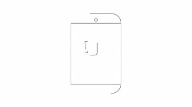 Güvenlik alarmı ve ödeme bildirimi gösteren bir cep telefonunun çizgili sanat animasyonu. Finansal teknoloji ve siber güvenlik için mükemmel..