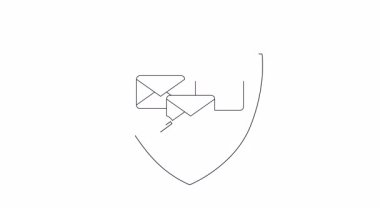 Posta koruması olan bir e-posta güvenliği konsepti. Veri koruması ve güvenli iletişim illüstrasyonu.