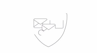 Zamanlayıcı ile birden fazla e- postayı koruyan bir kalkan içeren e-posta güvenliğinin canlandırılmış simgesi, güvenli ve zamanında e- posta iletimini simgeliyor.