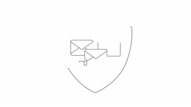 Siber koruma için e-posta güvenlik kalkanı simgesi animasyonu. Güvenli e- posta ve veri koruması kavramı.