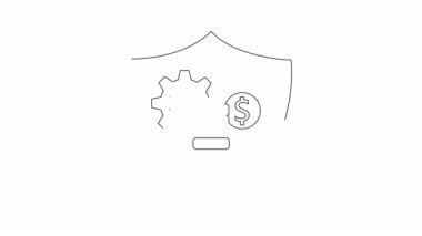 Parayı koruyan bir kalkanın kavramsal animasyonu, finansal güvenliği, yatırım korumasını ve risk yönetimini sembolize ediyor. Finans, iş ve güvenlik konularına uygundur.