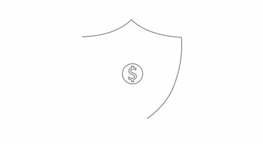 Mali güvenliğin görsel bir temsili, bir evi ve dolar işaretini koruyan bir kalkan tarafından sembolize ediliyor, güvenlik ve yatırım korumasını vurguluyor..