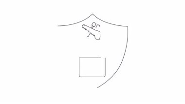 Animasyon ev tamir kalkanı ikonu. Evlerin korunmasını, bakımını ve güvenliğini simgeliyor. Emlak, sigorta ve inşaat içeriği için ideal.