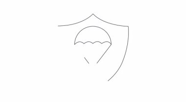 Sağlık hizmetleri ve acil durum tepkisi görselleri için tıbbi yardım paraşütü kalkan canlandırma konsepti.