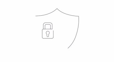 Kilit ve anahtar içeren bir güvenlik kalkanı. Korunma, güvenlik ve erişim kontrolünü simgeliyor. Güvenlikle ilgili içerik için ideal.