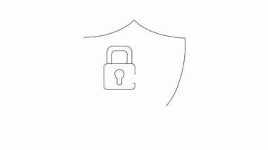 Güvenlik, koruma ve erişim kontrolünü temsil eden kilit ve anahtarla basit bir kalkan çizimi..