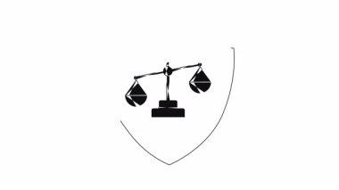 Adalet terazisini temsil eden bir kalkan. Yasal koruma, adalet ve hukuk dengesini sembolize ediyor. Hukuki temalar için ideal.