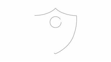 Siber güvenlik ve tehdit korumasını sembolize eden kötü bir kullanıcı ikonunun basit bir çizgisi çizimi..