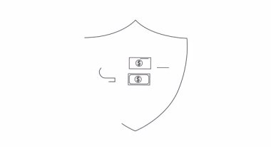 Bir kalkan para çeken bir mıknatısı korur, finansal güvenliği ve zenginlik yönetimini sembolize eder. Yatırım korumasının görsel bir temsili.