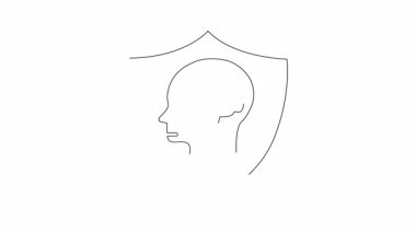 İçinde kahve fincanı olan bir beynin kavramsal çizimi, bir kalkanla korunuyor, zihinsel sağlığı ve kahvenin faydalarını simgeliyor..