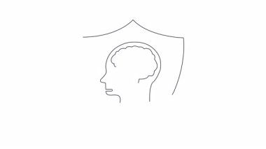 İçinde hesap makinesi olan bir kafayı koruyan bir kalkan zihinsel hesaplama becerilerini ve bilişsel korumayı sembolize ediyor. Eğitim ve beyin eğitimi için ideal içerik.